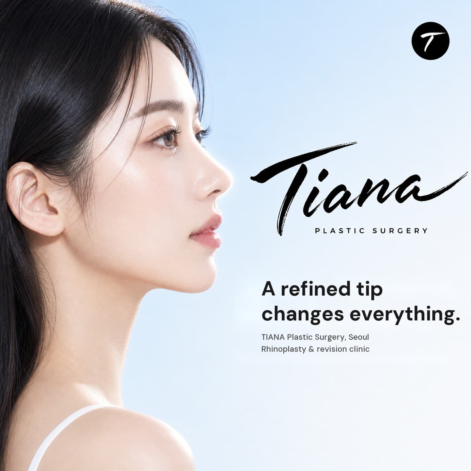 Korean rhinoplasty at TIANA — a refined nose tip for a natural profile